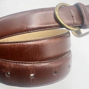 VTG Linea Pelle by Mira K Leather Belt 1X Brown Gold Tone Buckle Classic